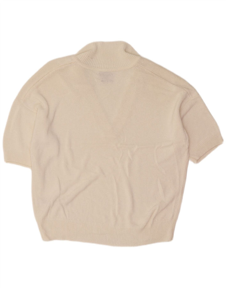 Massimo Dutti Pull col polo pour femme UK 16 Large Blanc