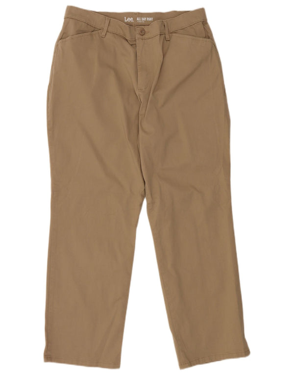 LEE Pantalon droit décontracté pour femme US 14 XL W34 L28 Marron Coton