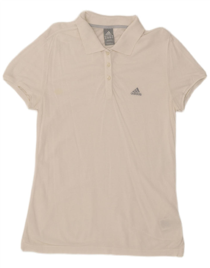 Adidas Polo Femme UK 12 Coton Blanc Moyen