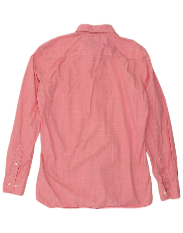 TOMMY HILFIGER Chemise ajustée sur mesure pour homme Taille 15 1/2 16 Carreau rose moyen