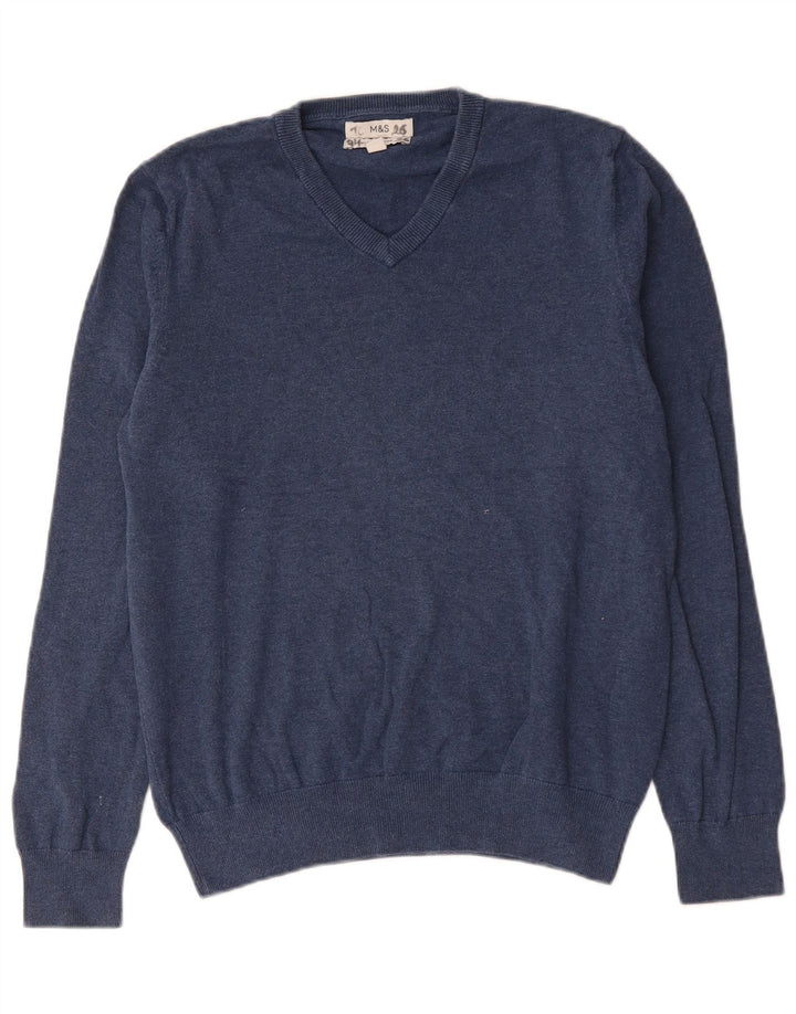 Marks & Spencer Pull col V Homme Bleu Marine Moyen Coton