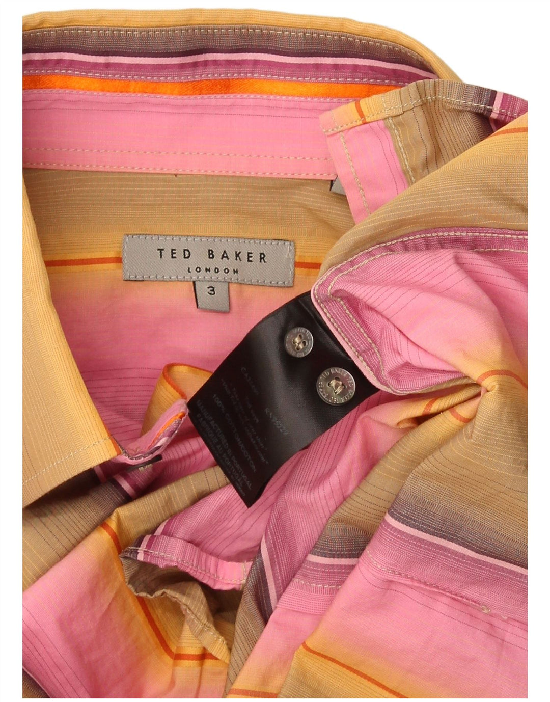 Ted Baker Chemise Homme Taille 3 Moyenne Coton Rayé Multicolore