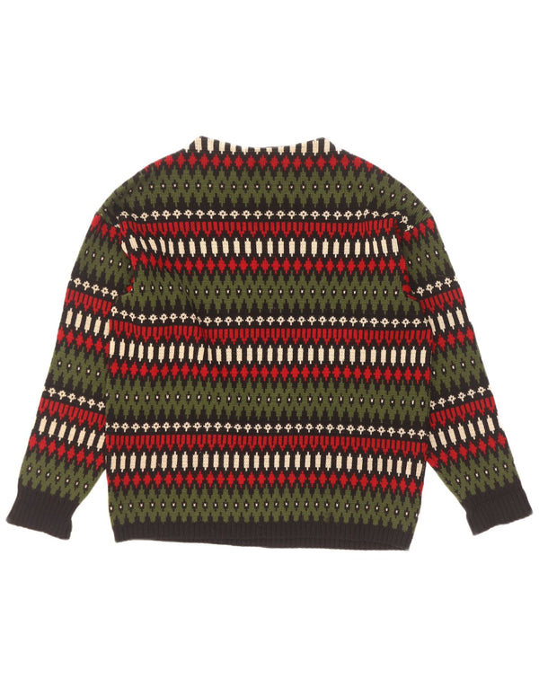 Geyer Pull col bateau pour homme IT 46 Small Vert Fair Isle