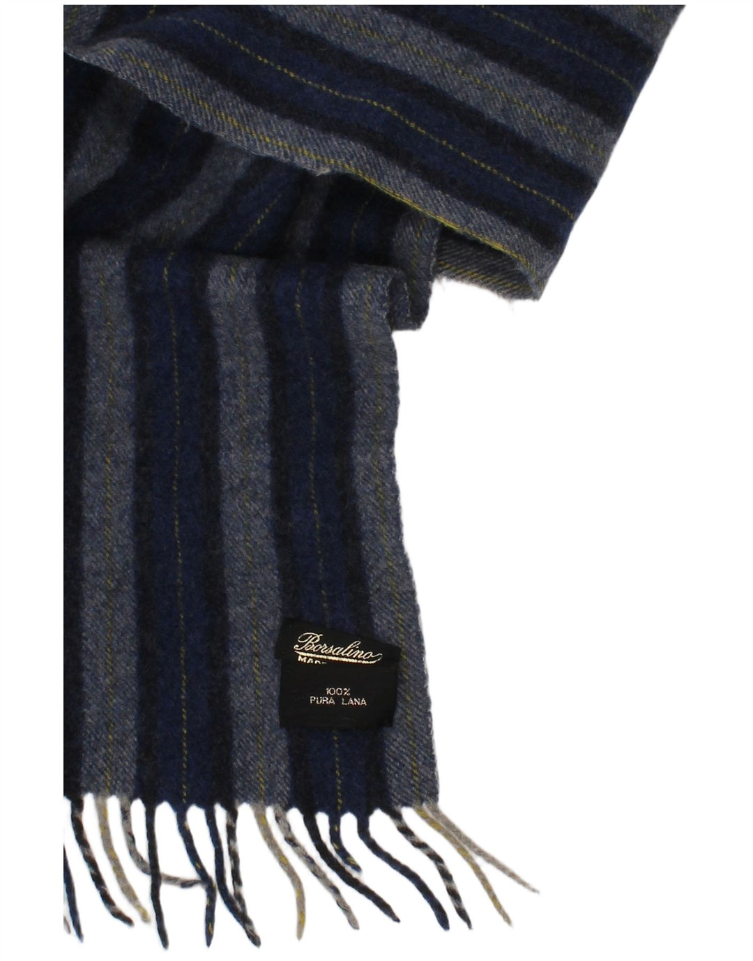 Borsalino Écharpe rectangulaire homme taille unique bleu rayé laine vierge classique
