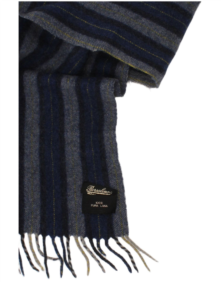 Borsalino Écharpe rectangulaire homme taille unique bleu rayé laine vierge classique