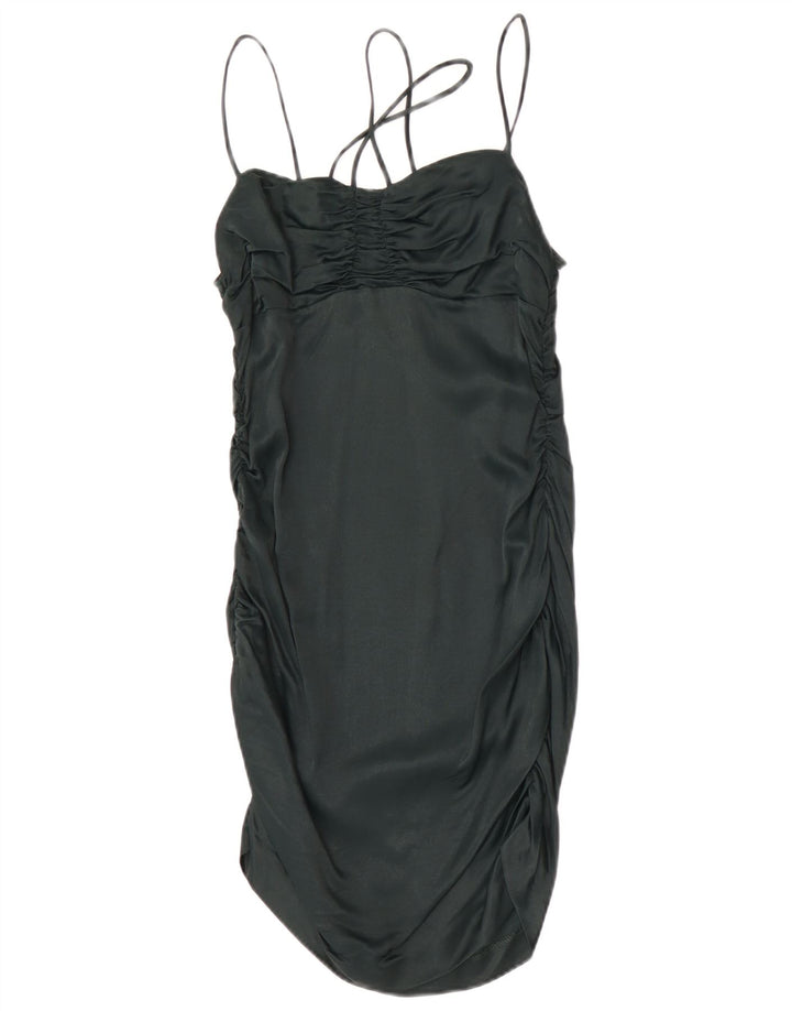 Zara Robe Slip Femme UK 12 Viscose Vert Moyen