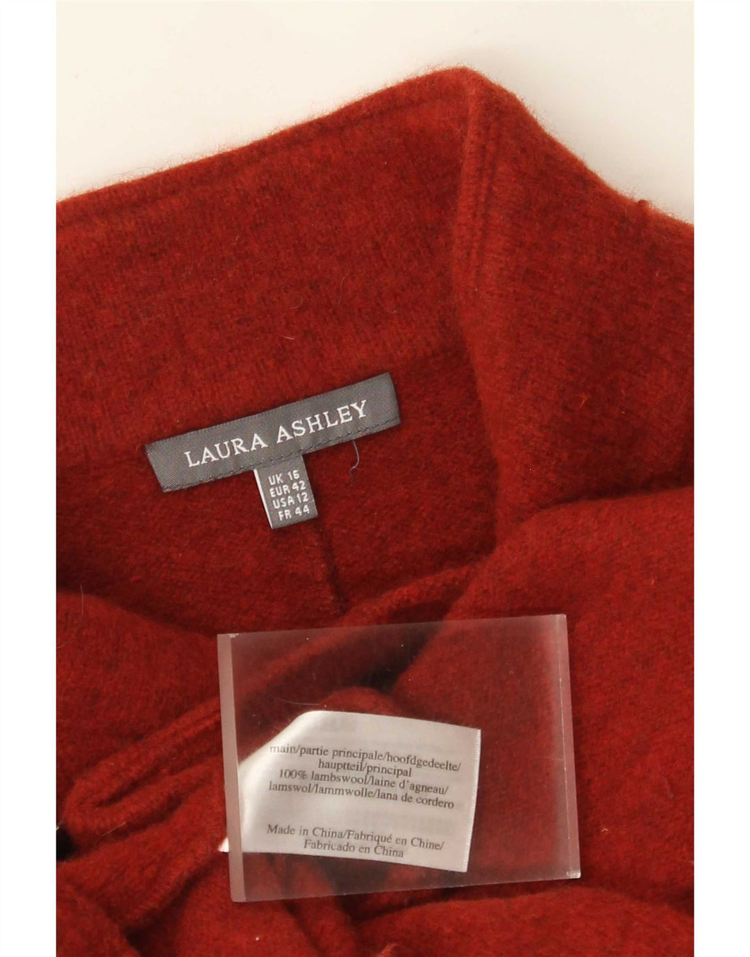 Laura Ashley Veste blazer en tricot avec fermeture éclair pour femme UK 16 Grande laine d'agneau rouge