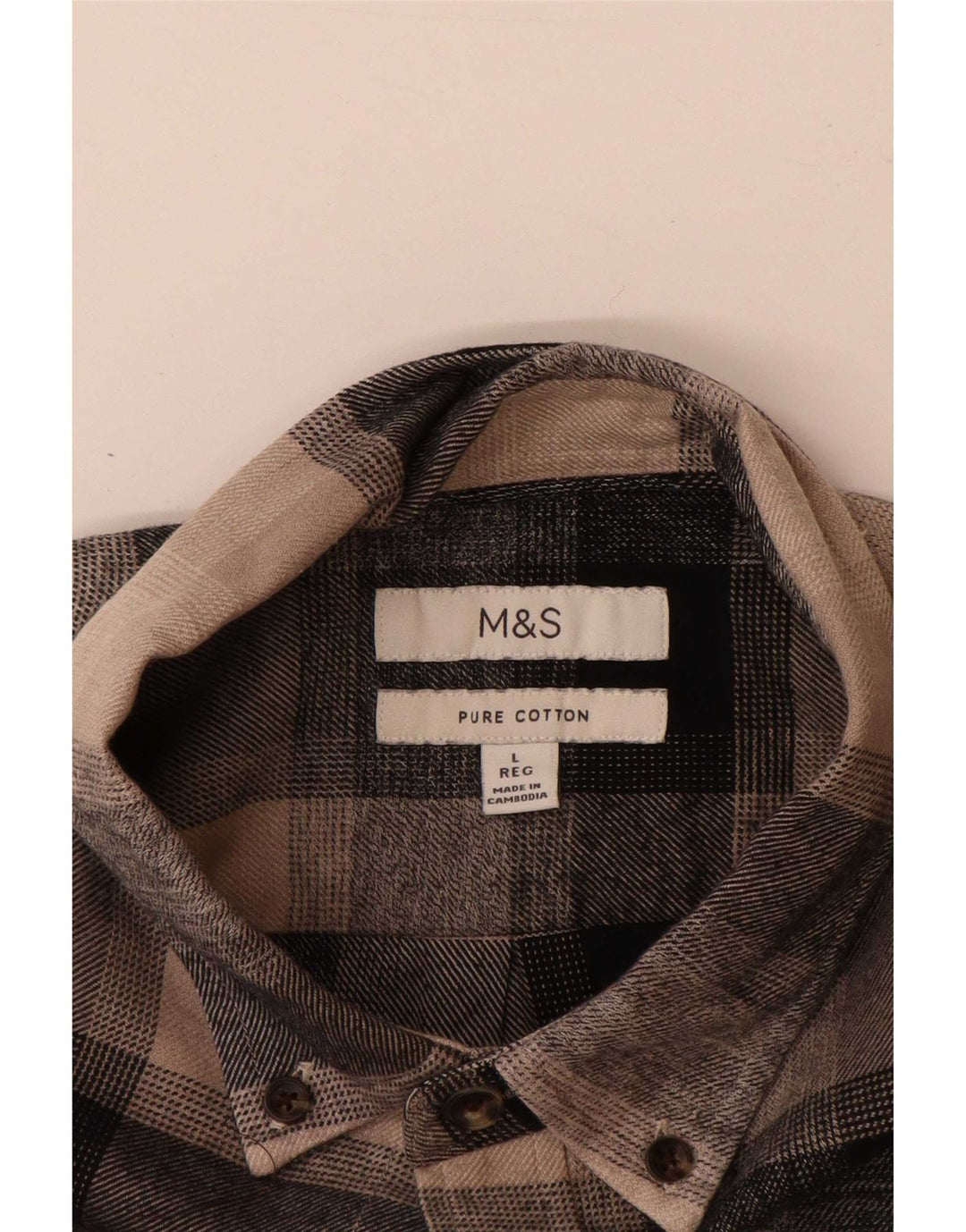 Marks & Spencer Chemise en flanelle pour homme en coton à carreaux marron