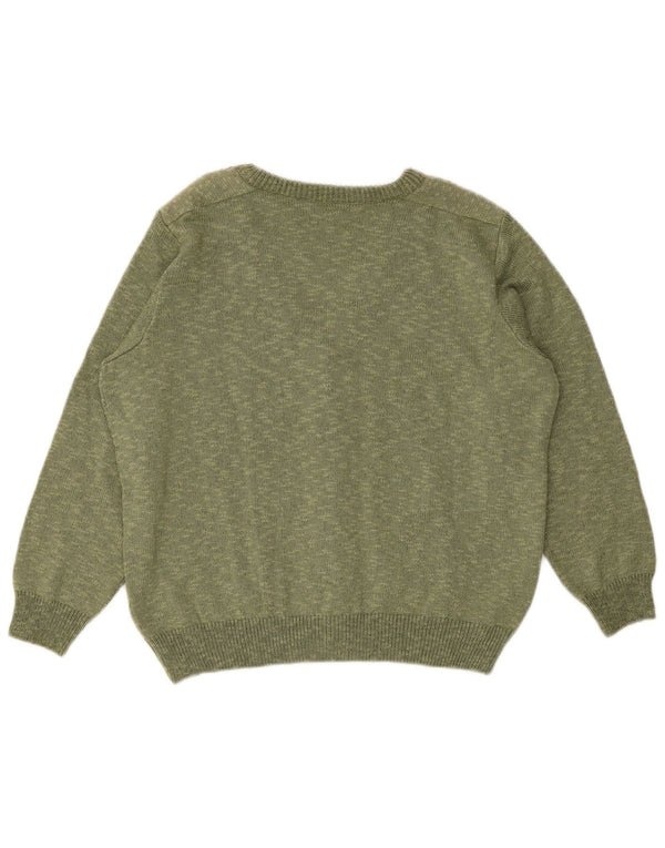 vintage Femme Cardigan surdimensionné Pull UK 14 Coton moucheté vert moyen