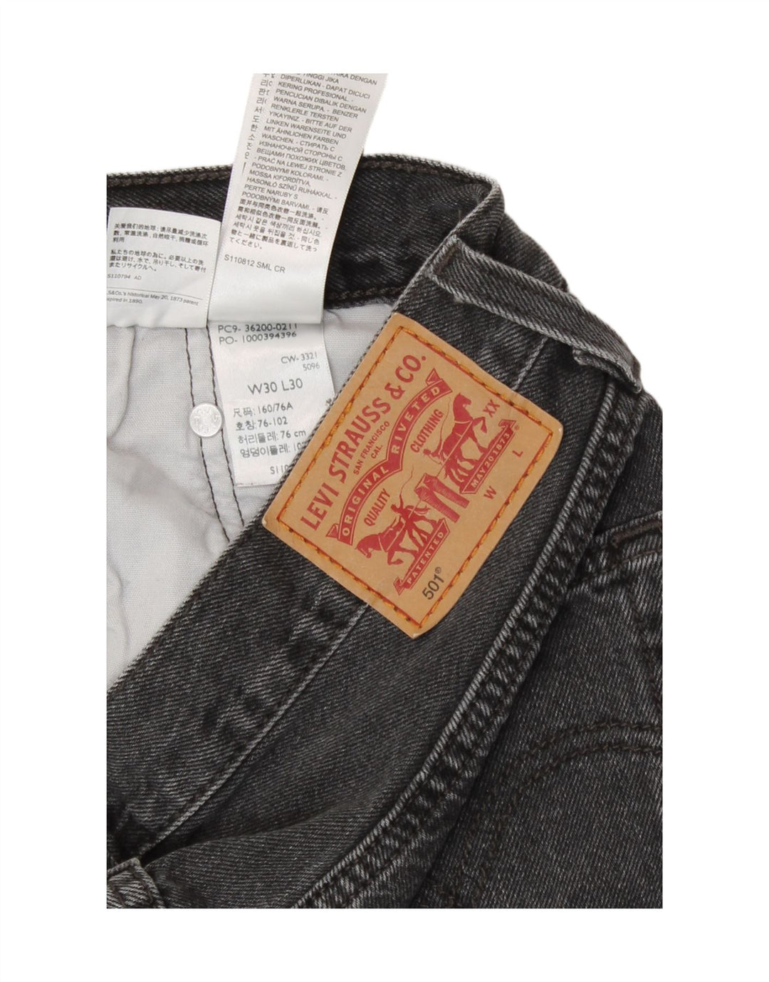 Levi's Jean Droit 501 Femme W30 L30 Gris Coton