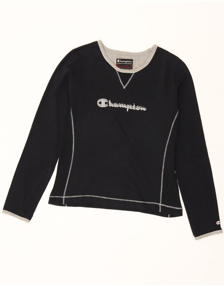 Champion Haut à manches longues pour femme Heritage Classics Graphic UK 10 Small Noir
