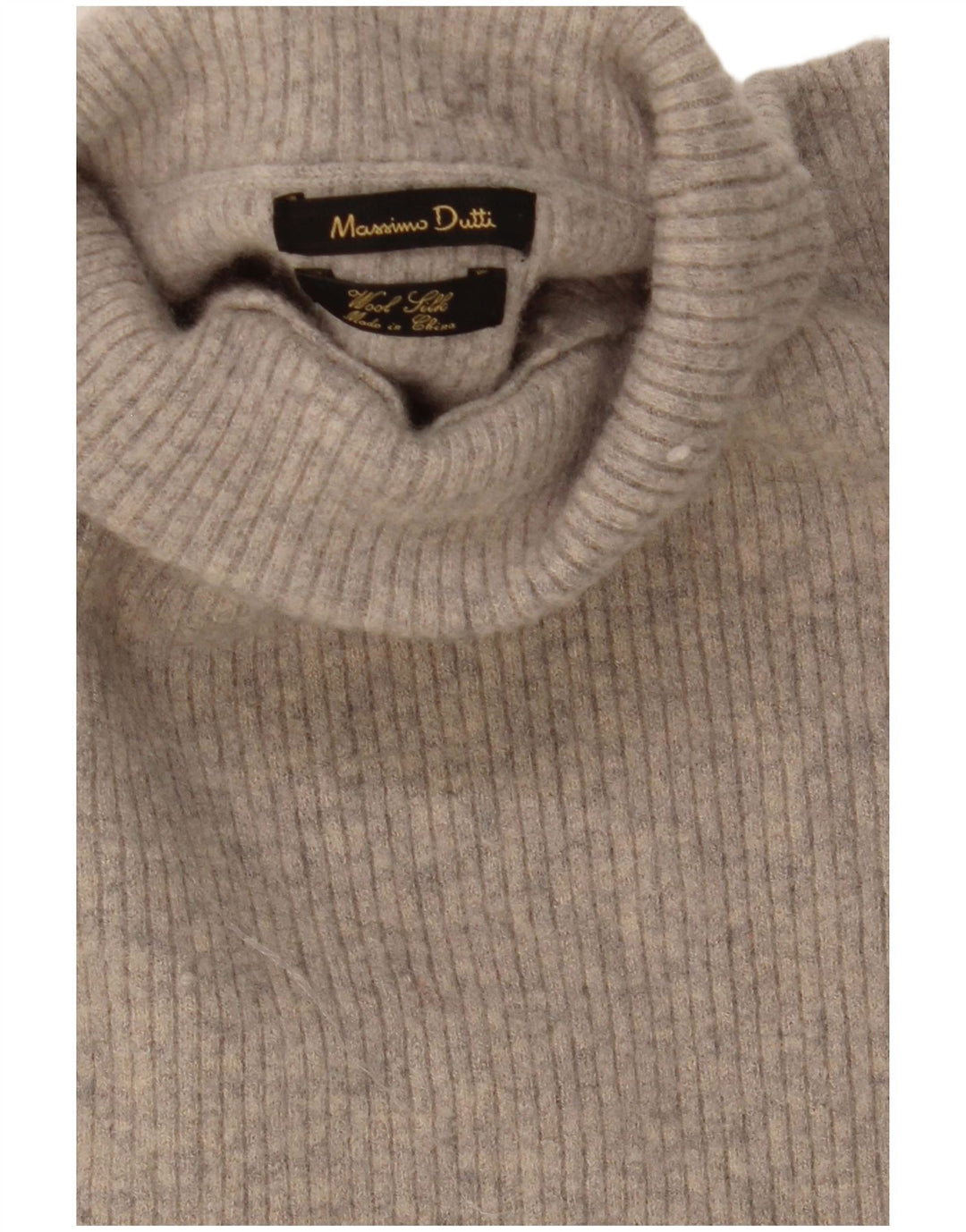 Massimo Dutti Pull col roulé pour femme UK 12 Laine gris moyen