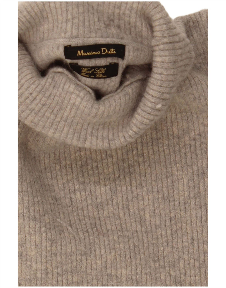 Massimo Dutti Pull col roulé pour femme UK 12 Laine gris moyen