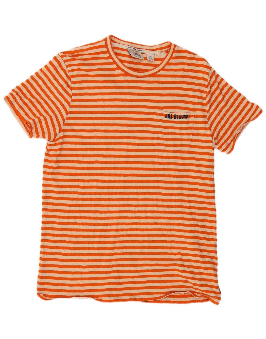 SCOTCH & SODA T-Shirt Femme UK 14 Grand Coton Rayé Orange