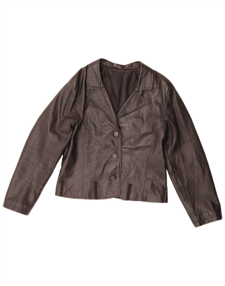 Conbipel Veste blazer en cuir à 3 boutons pour femme UK 14 Noir moyen