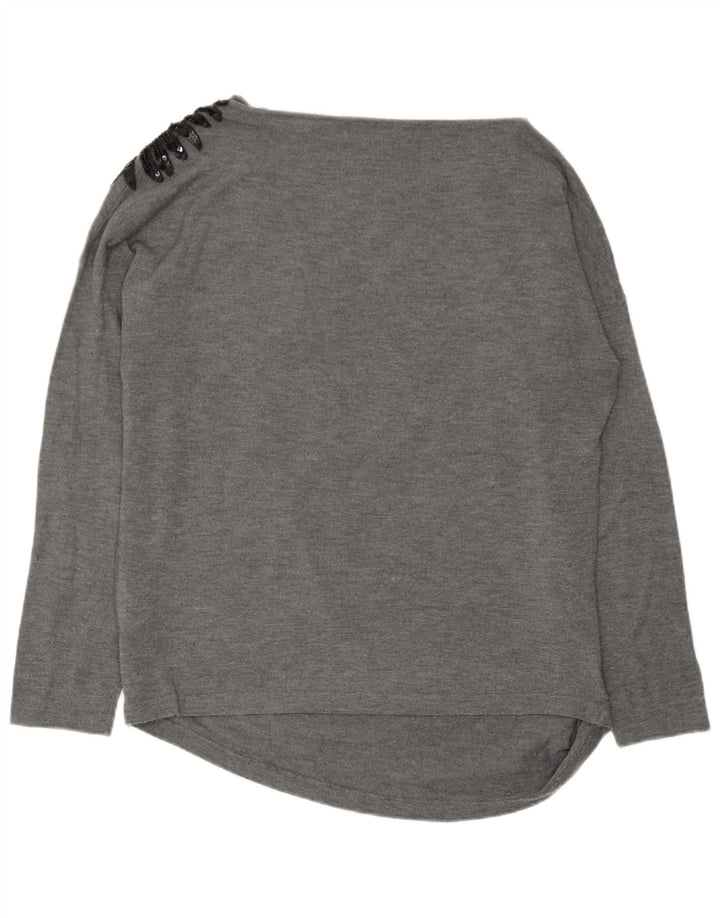Zara Femme Chemisier Top UK 14 Acrylique Gris Moyen
