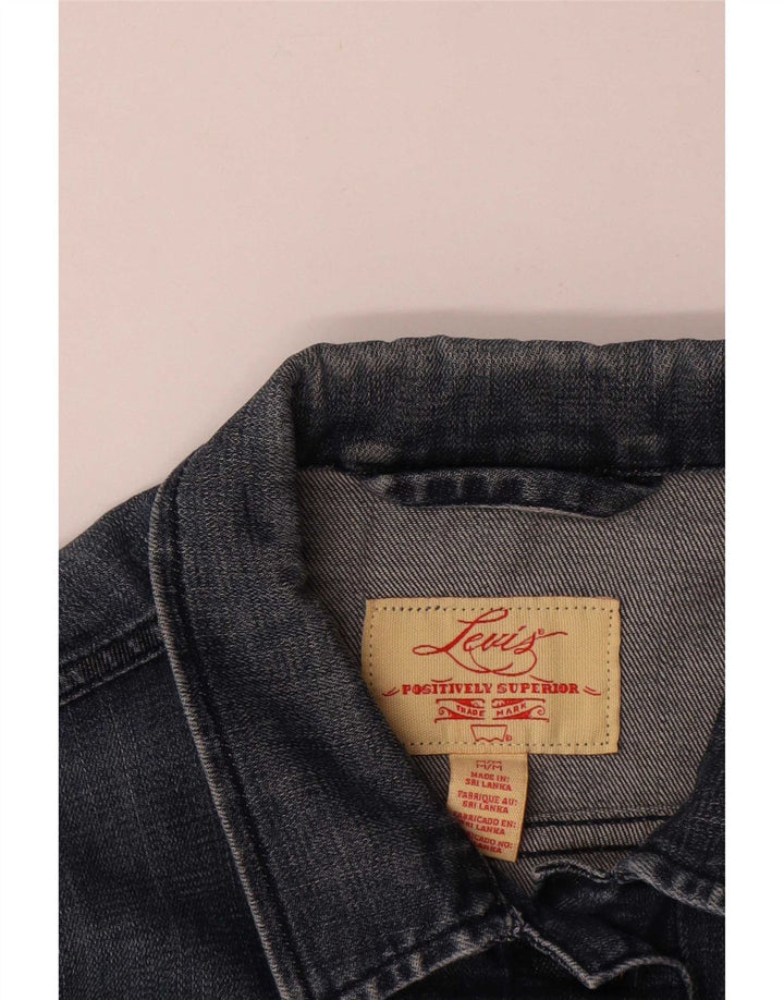 Levi's Veste en Jean Crop Femme UK 12 Bleu Marine Moyen Coton