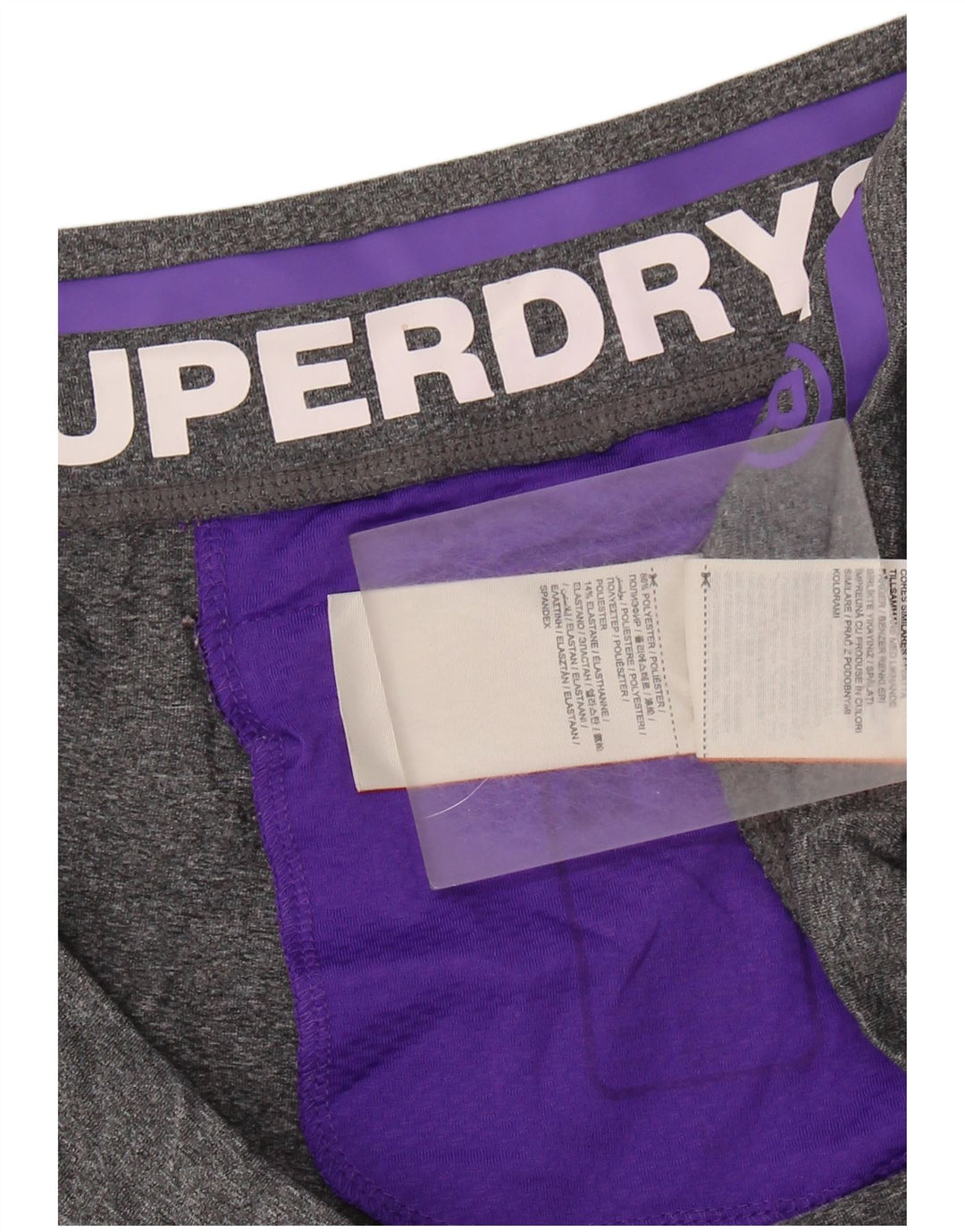 SUPERDRY Legging Capri Graphique Femme UK 14 Large Gris Polyester