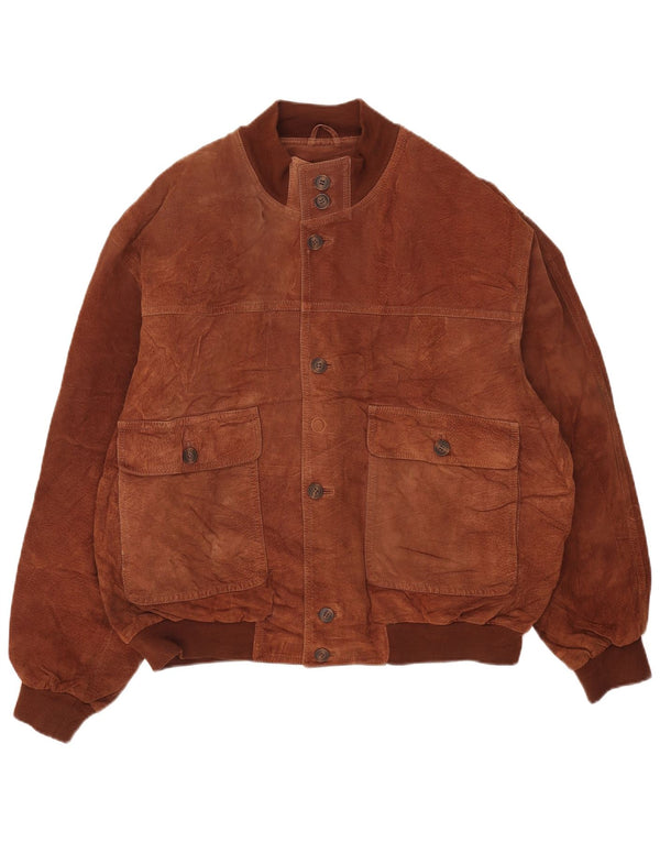 Vintage Bomber en daim pour homme IT 54 2XL Cuir marron