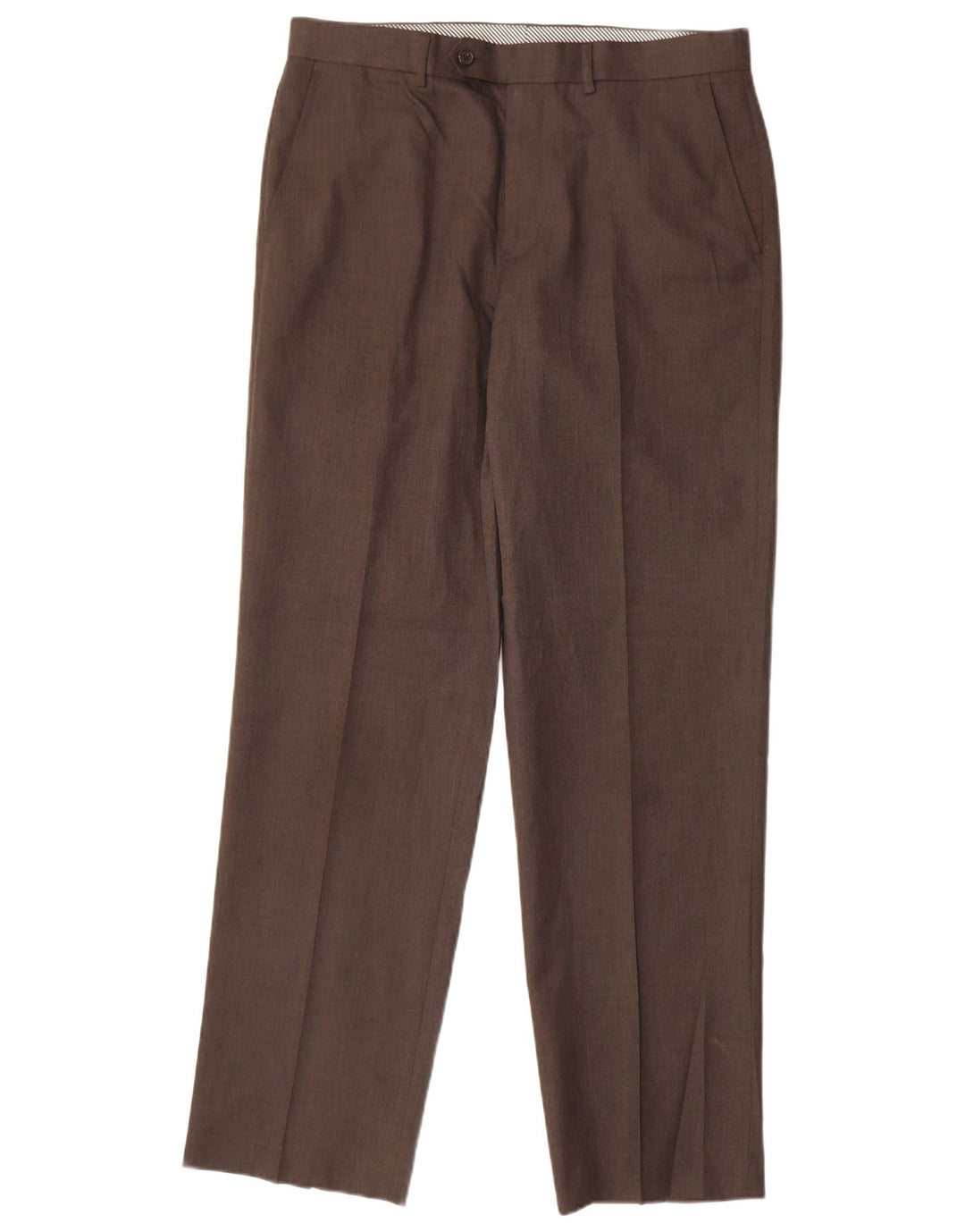 MARKS & SPENCER Pantalon de Costume Droit Homme W34 L33 Marron Polyester