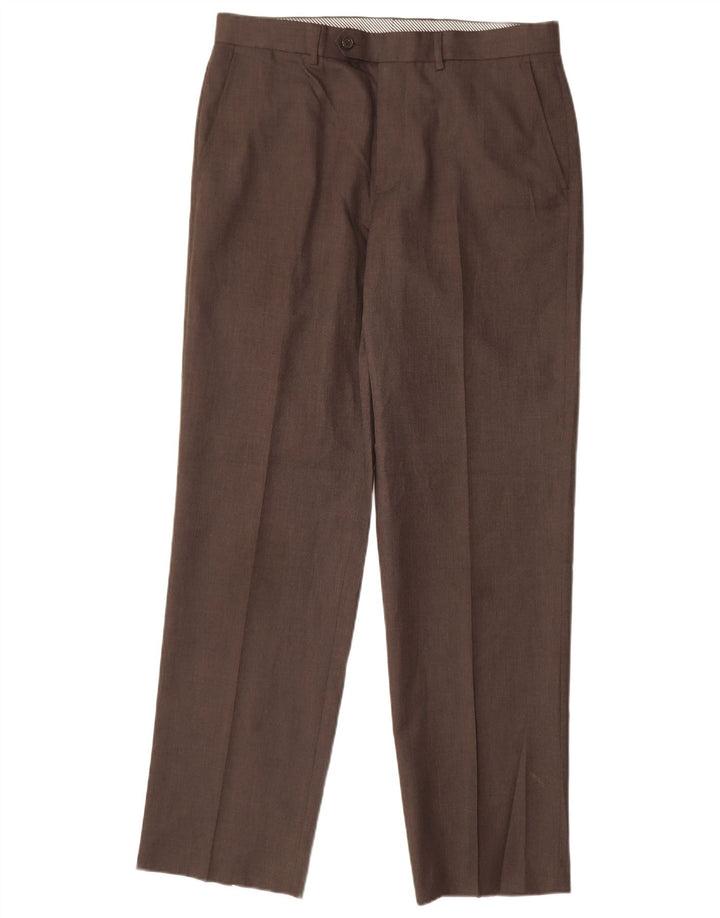MARKS & SPENCER Pantalon de Costume Droit Homme W34 L33 Marron Polyester