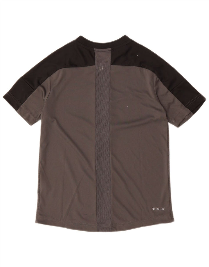 ADIDAS Boys Climalite T-Shirt Top 11-12 Years Grey Colourblock Polyester