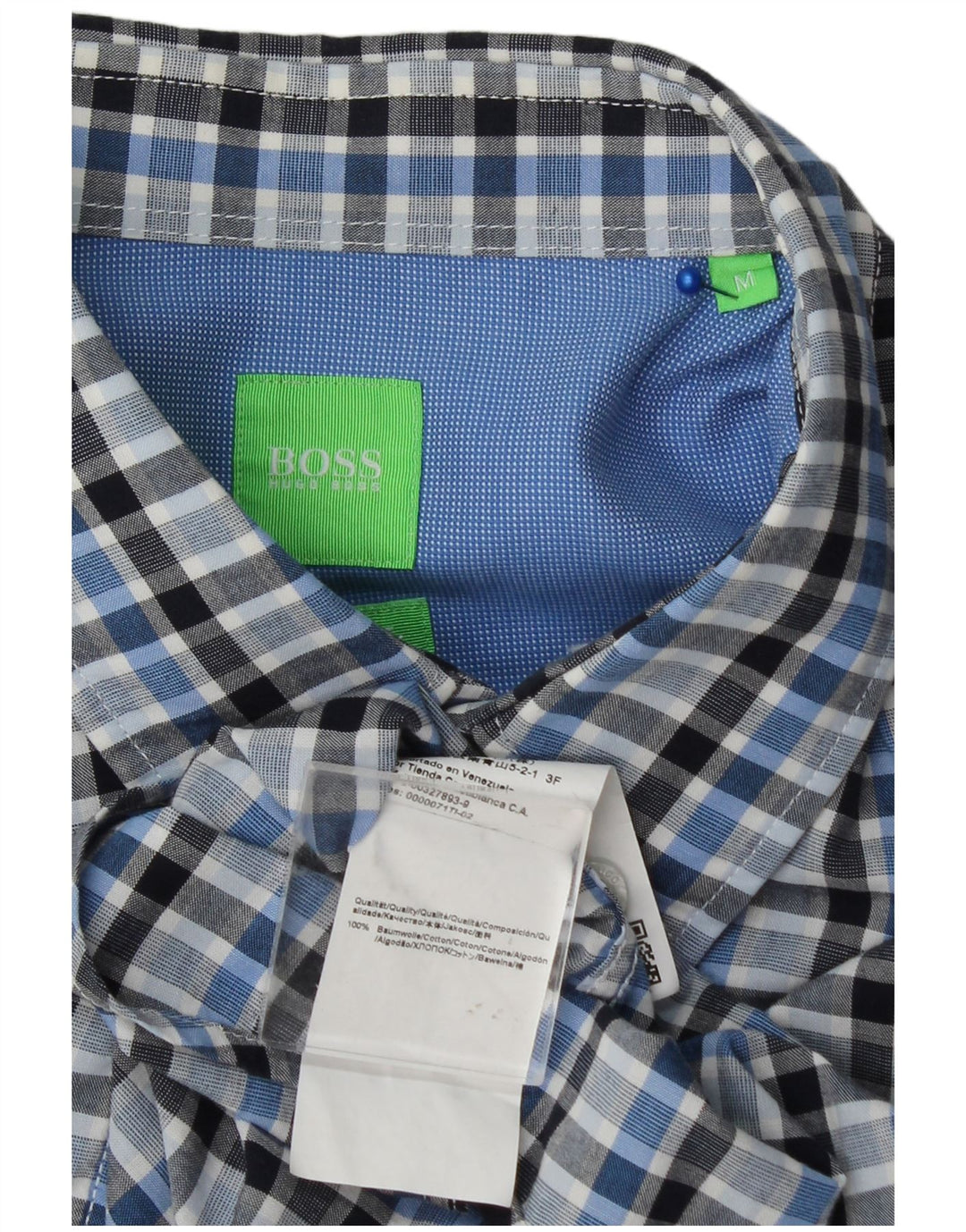 Hugo Boss Chemise en coton à carreaux bleu moyen