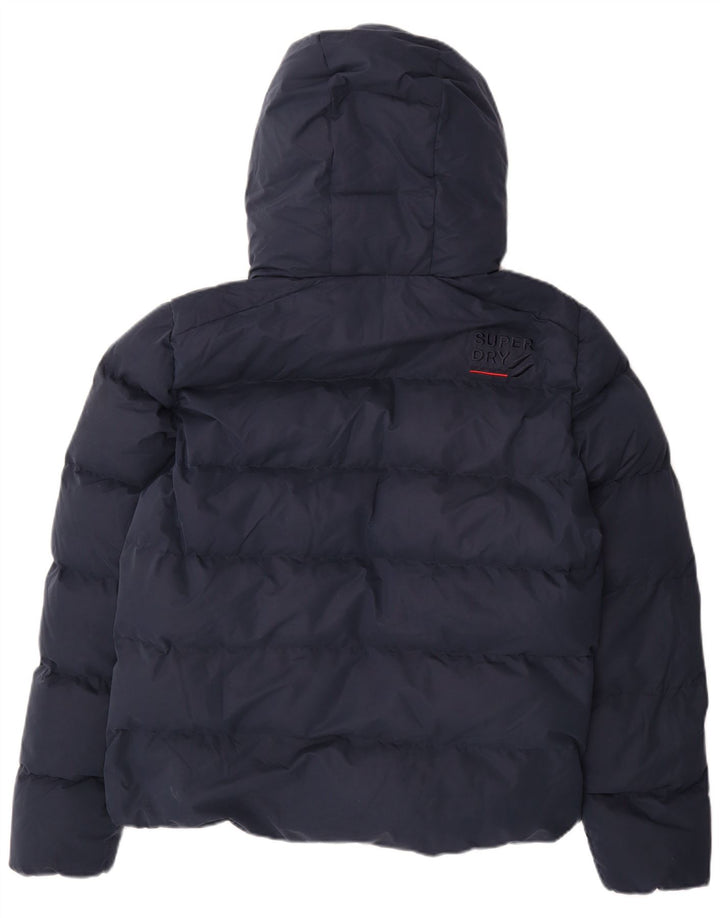 Superdry Veste matelassée à capuche pour hommes UK 38 Bleu marine moyen Polyester