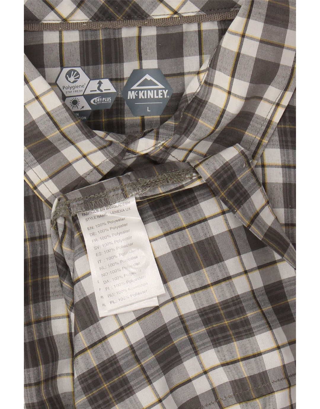 MC KINLEY Chemise à manches courtes pour homme en polyester à carreaux gris