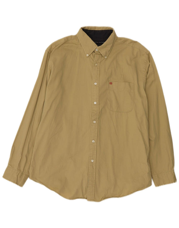 Tommy Hilfiger Chemise Homme Large Beige Coton