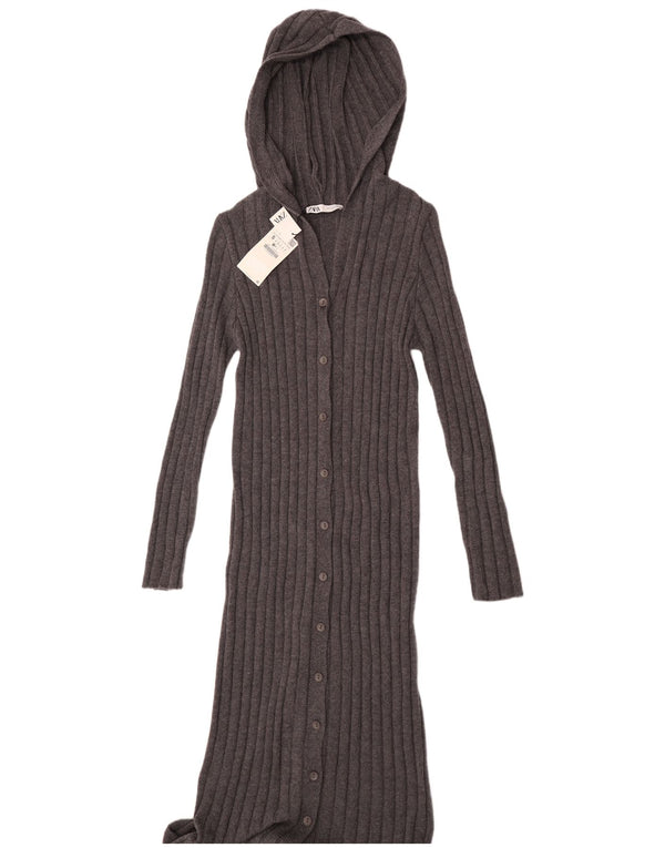 Zara Robe pull à capuche pour femme UK 10 Petit nylon gris