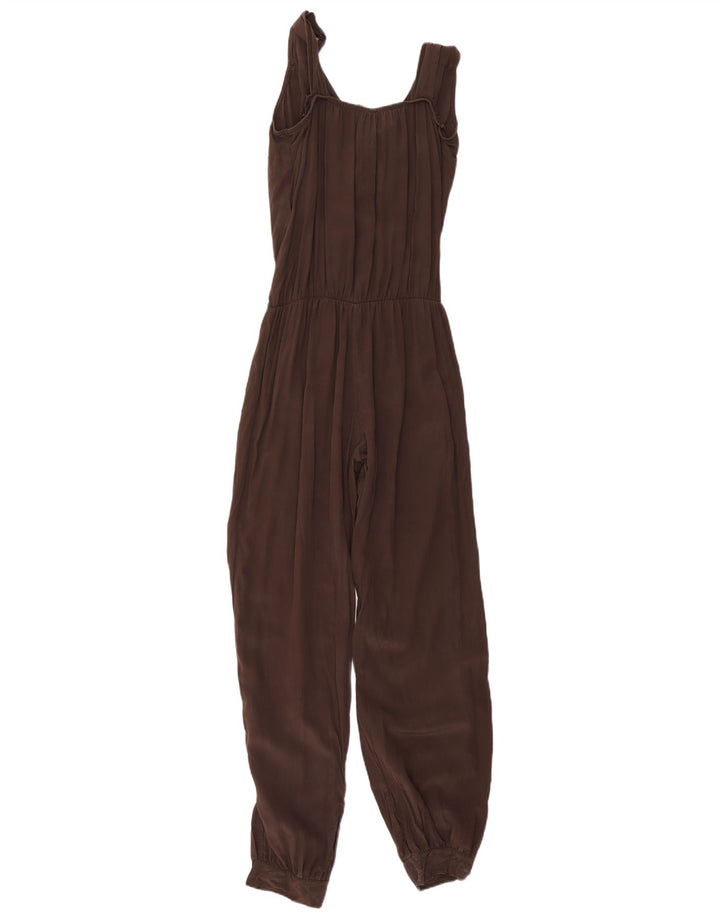 combinaison sans manches femme vintage IT 44 Soie marron moyen