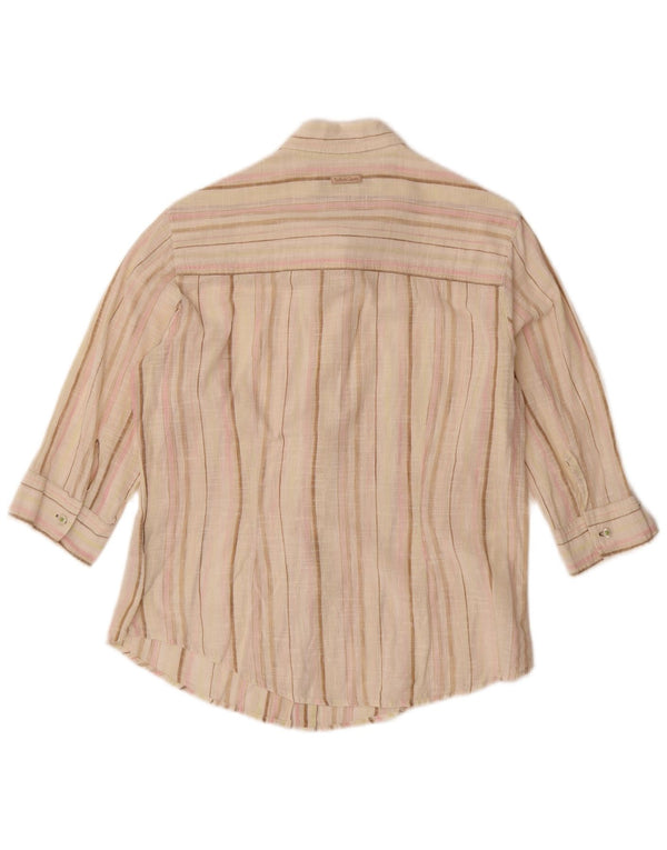 Marlboro Classics Chemise à manches 3/4 pour femme UK 18 XL Beige rayé