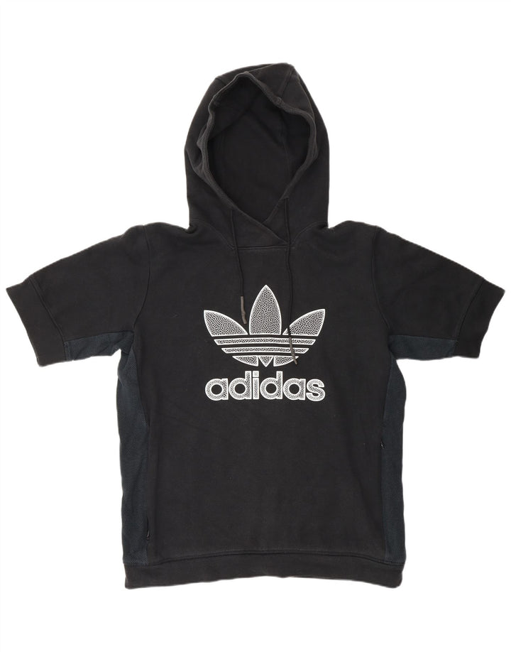 ADIDAS Pull à capuche graphique à manches courtes pour homme Noir moyen Colourblock