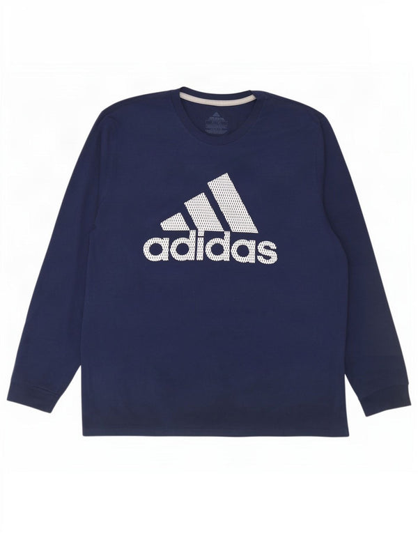 Adidas Hommes Climalite Graphic Top Manches Longues XL Bleu Marine Polyester