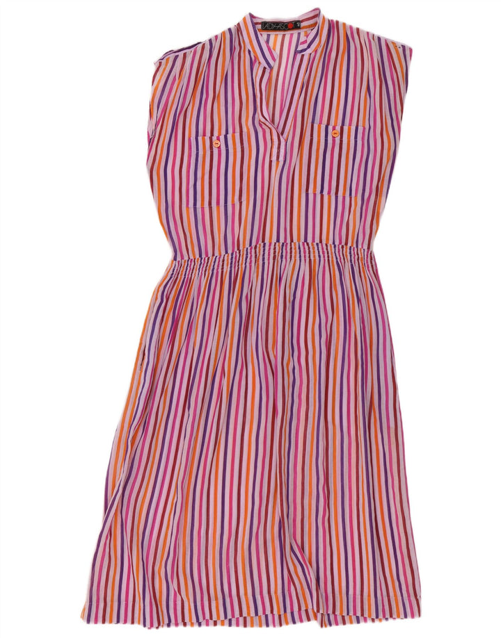 vintage Femme Sans Manches A-Line Robe EU 40 Moyen Multicolore Rayé