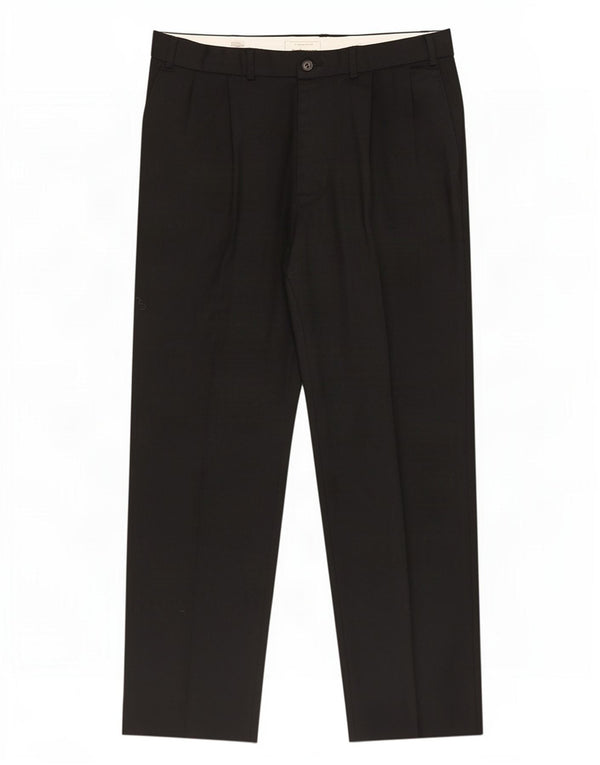 Marks & Spencer Pantalon de costume St. Michael Pegged pour hommes W36 L33 laine noire