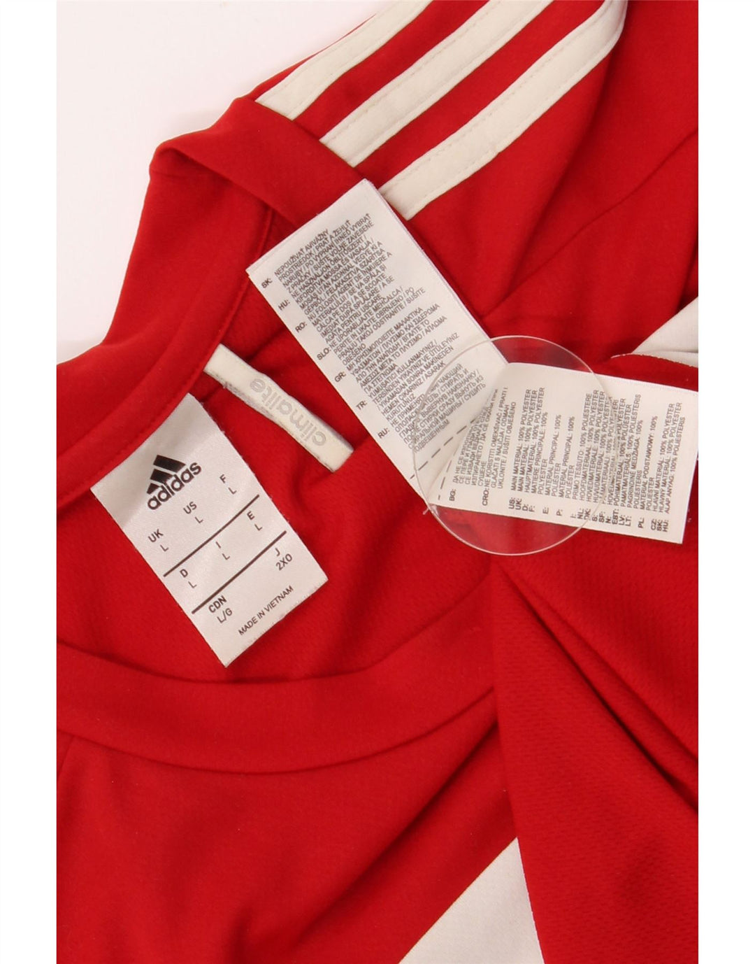 Adidas Hommes Climalite T-Shirt Haut Large Rouge Colorblock Polyester