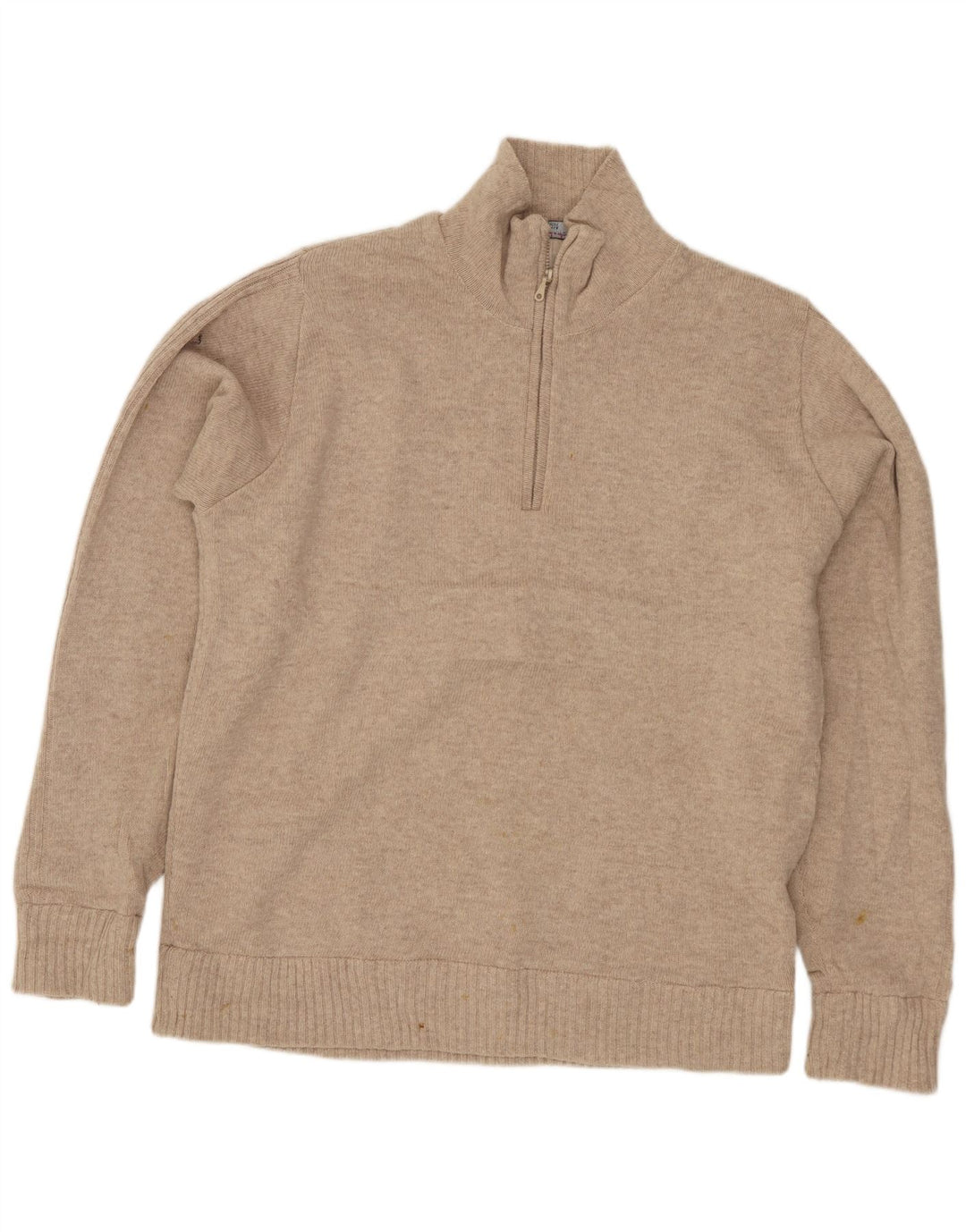 Marks & Spencer Pull bleu Harbor à col zippé pour homme en laine beige