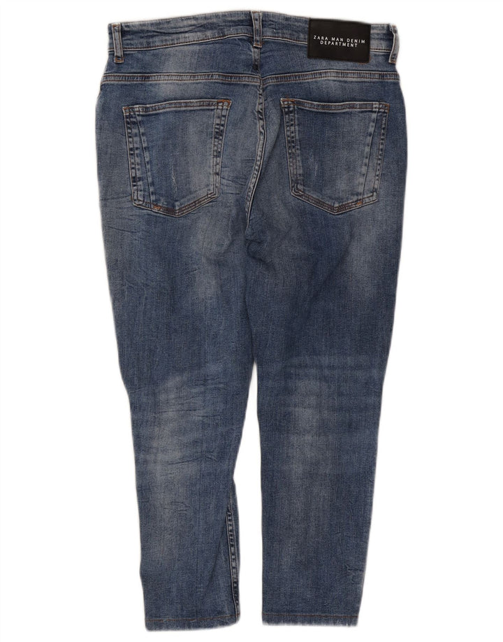 ZARA Mens Distressed Tapered Jeans EU 40 Medium W31 L22 Blue