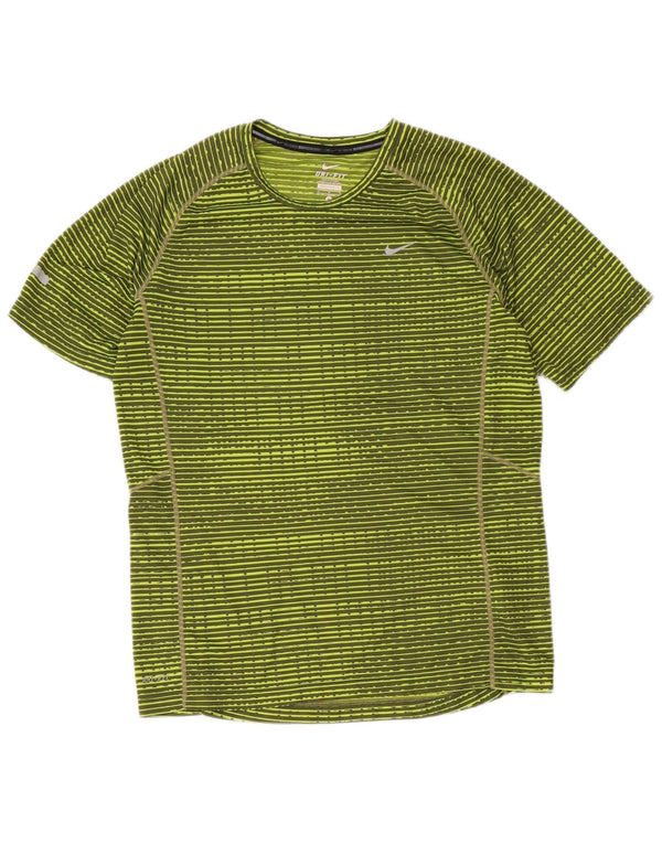 Nike T-shirt Dri Fit pour femme UK 14 Polyester rayé vert moyen