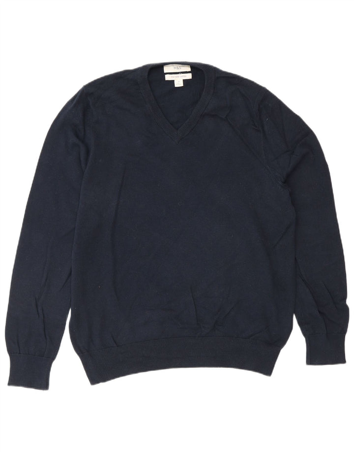 Marks & Spencer Pull col V Homme Bleu Marine Moyen Coton