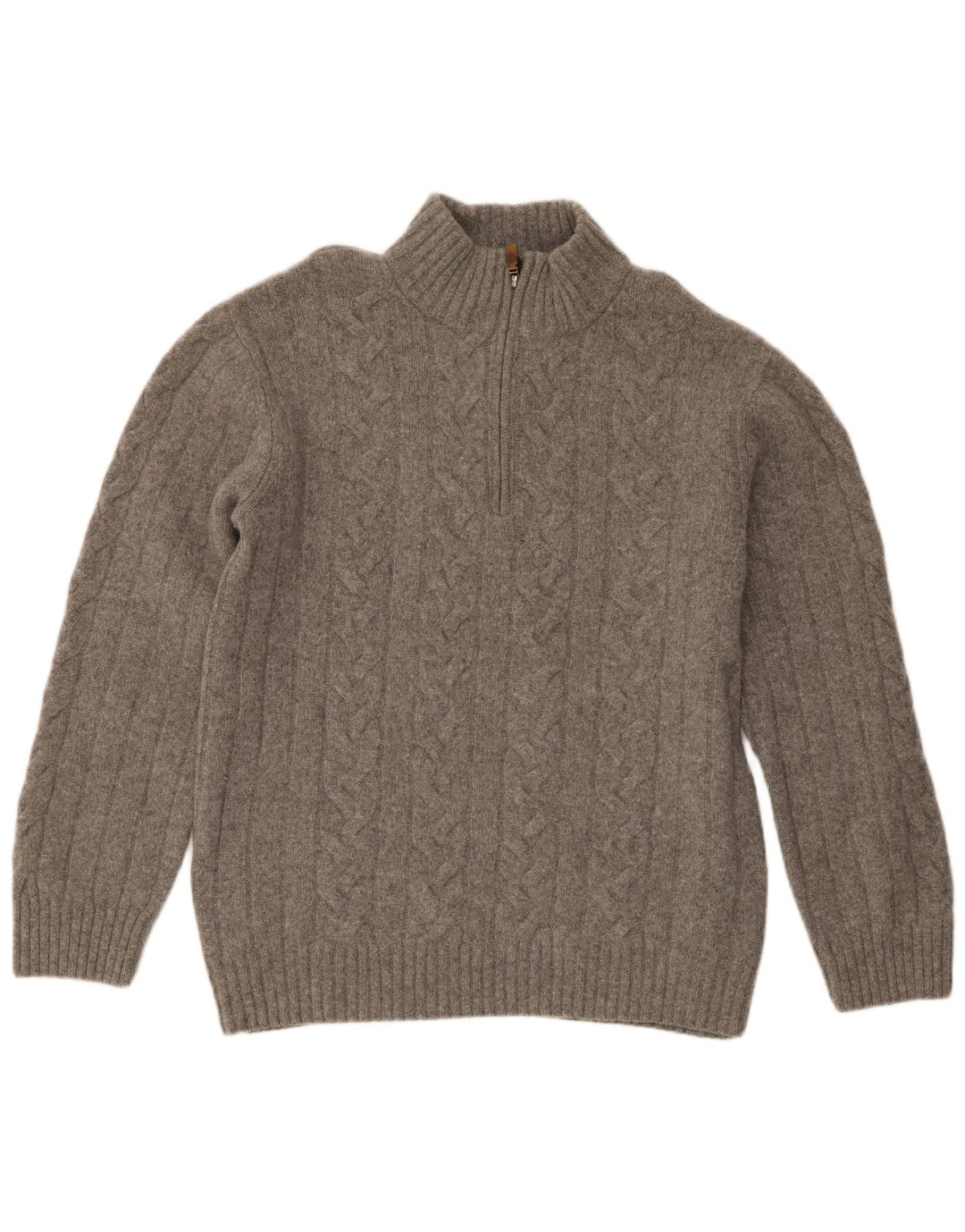 Gant Pull col zippé pour homme 2XL Gris Laine mérinos
