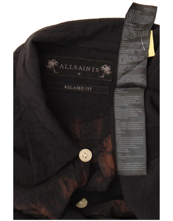 ALL SAINTS Chemise à manches courtes coupe décontractée pour homme Noir moyen Tie Dye