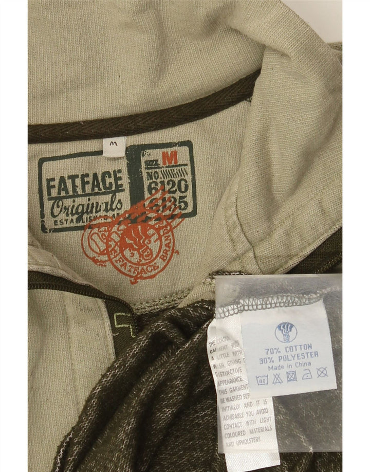 Fat Face Sweat-shirt col zippé pour homme en coton kaki moyen