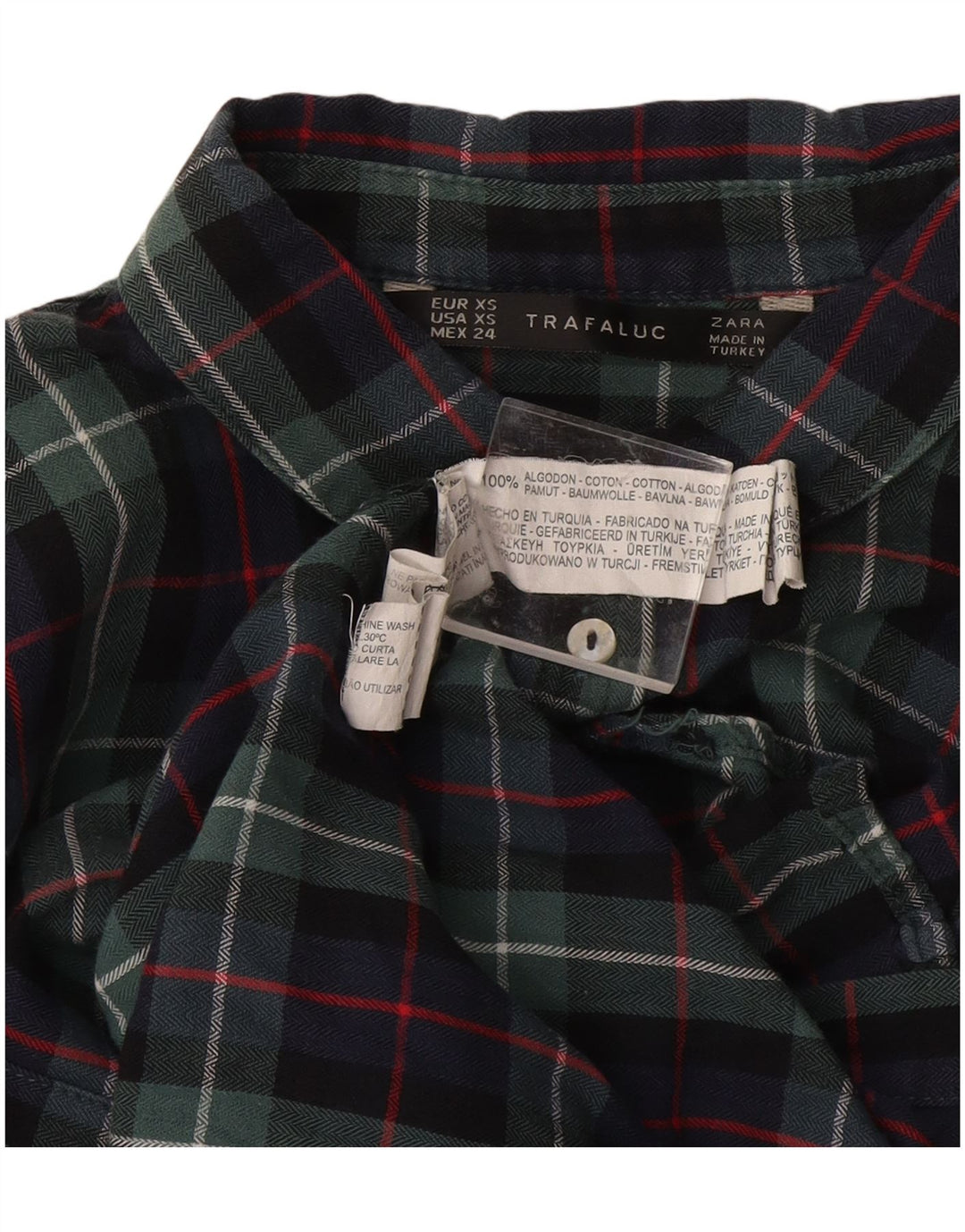 Zara Chemise surdimensionnée en flanelle pour femme UK 6 XS en coton à carreaux multicolores