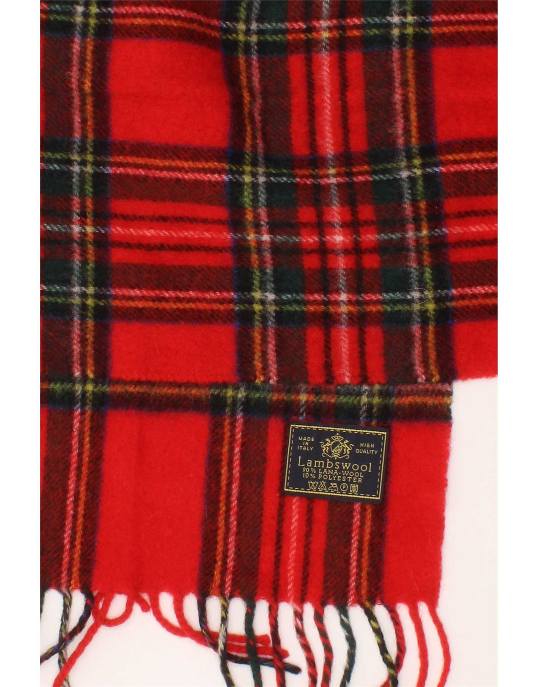 vintage Femme Rectangle Écharpe Taille Unique L53 Rouge Plaid Vierge Laine
