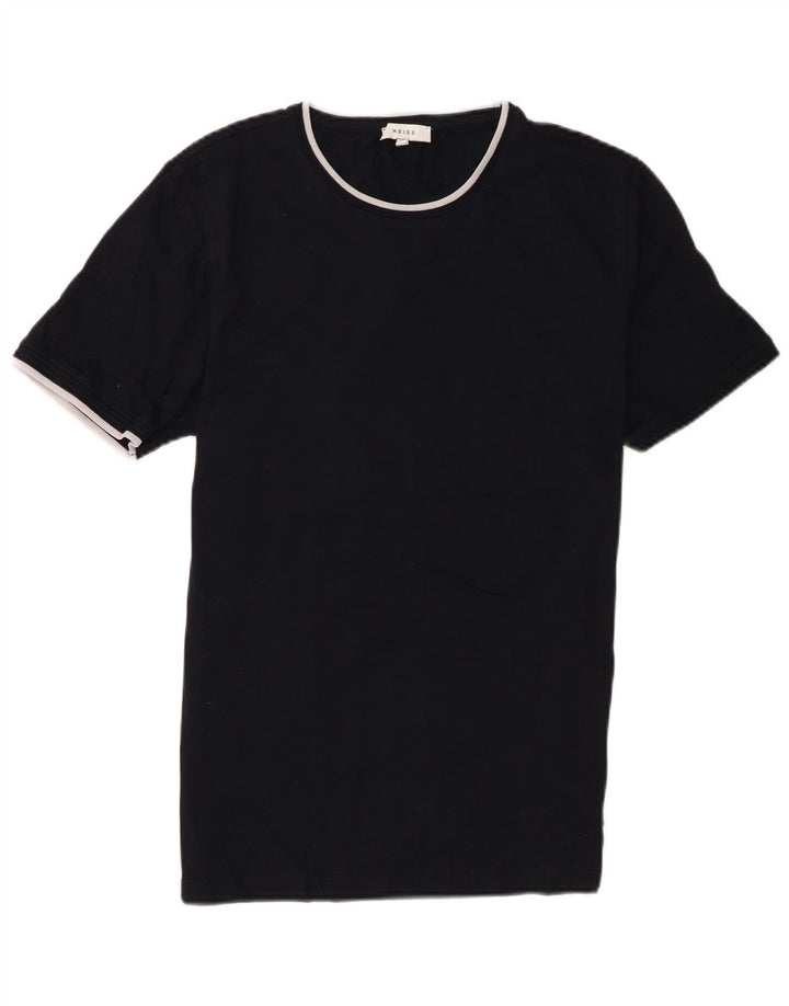 Reiss T-Shirt Regular à Manches Courtes Homme Noir Moyen Coton