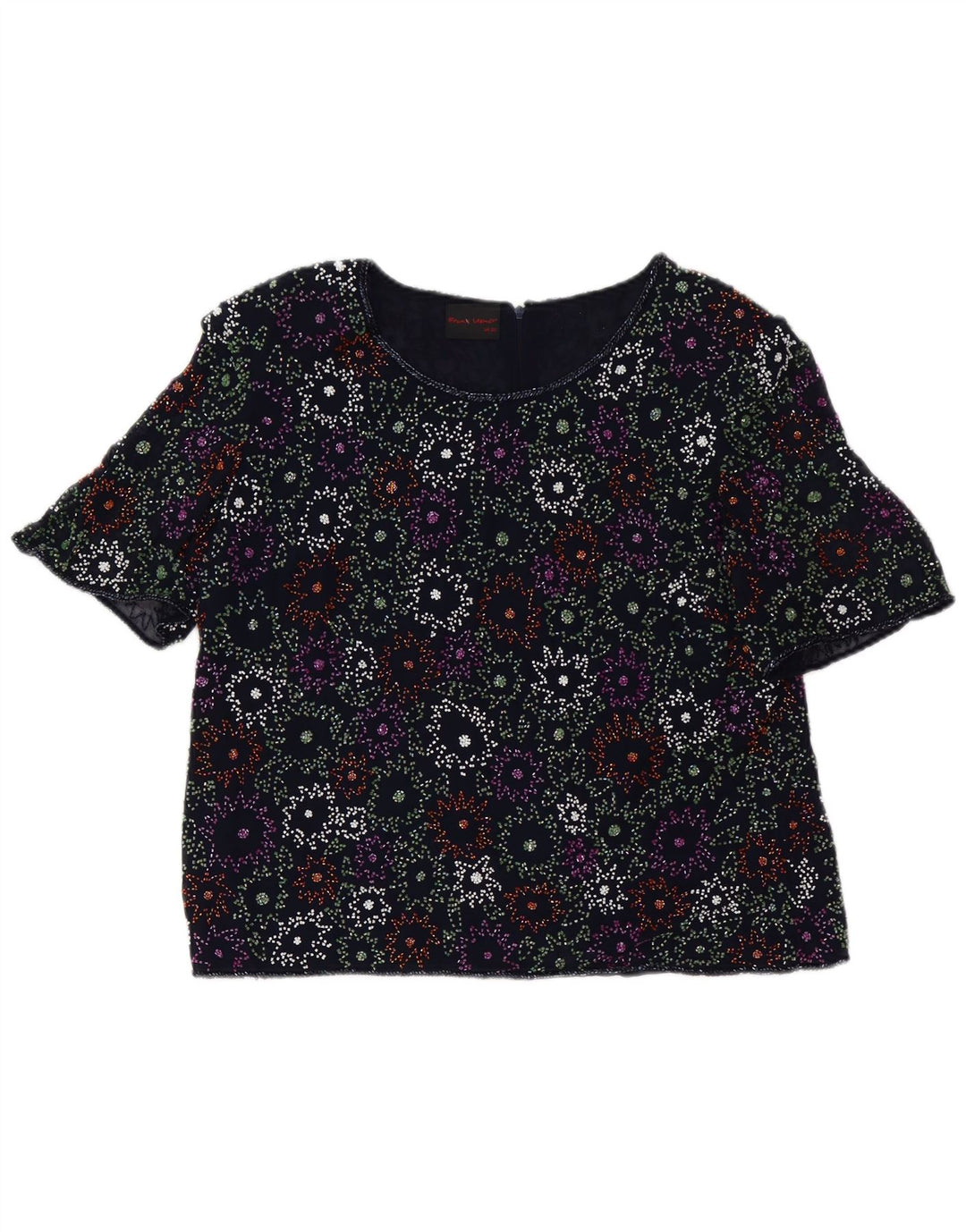 Frank Usher Chemisier Femme Top UK 20 2XL Bleu Marine Floral Polyester