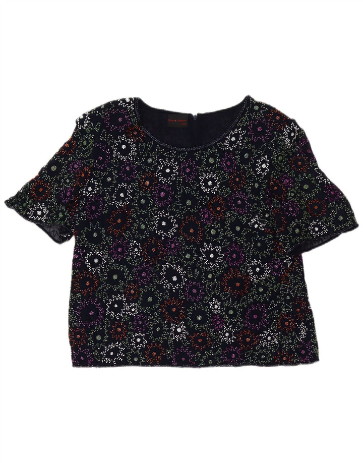 Frank Usher Chemisier Femme Top UK 20 2XL Bleu Marine Floral Polyester